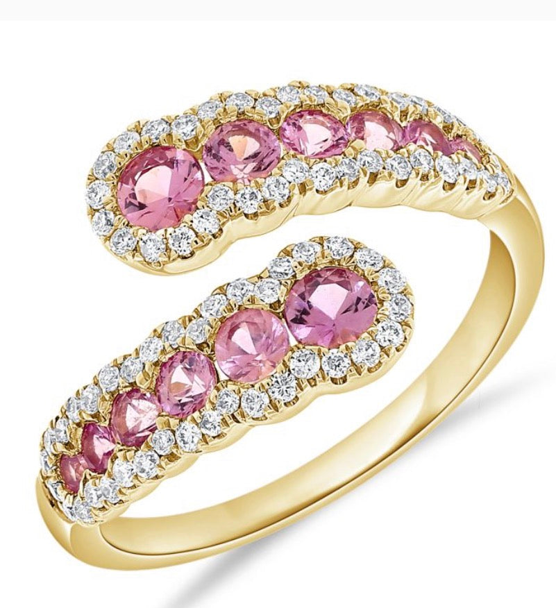 1.60CT PINK SAPPHIRE AND DIAMOND WRAP RING