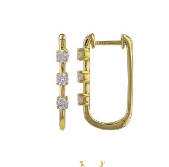 14k Yellow Gold Rectangle Hoop Earring