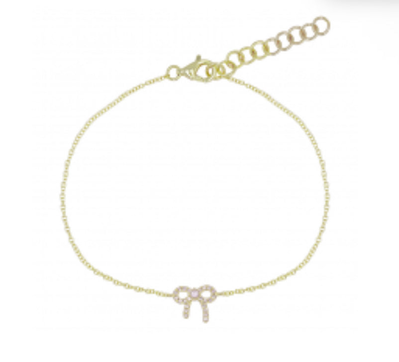 14k Yellow Gold Bow Diamond Bracelet