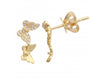 14k Yellow Gold Butterfly Diamond Stud Earrings