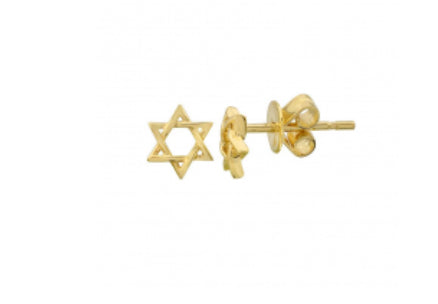 14k Yellow Gold Star Of David Single Stud