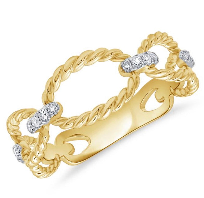 .09CT DIAMOND OVAL LINK CHAIN RING