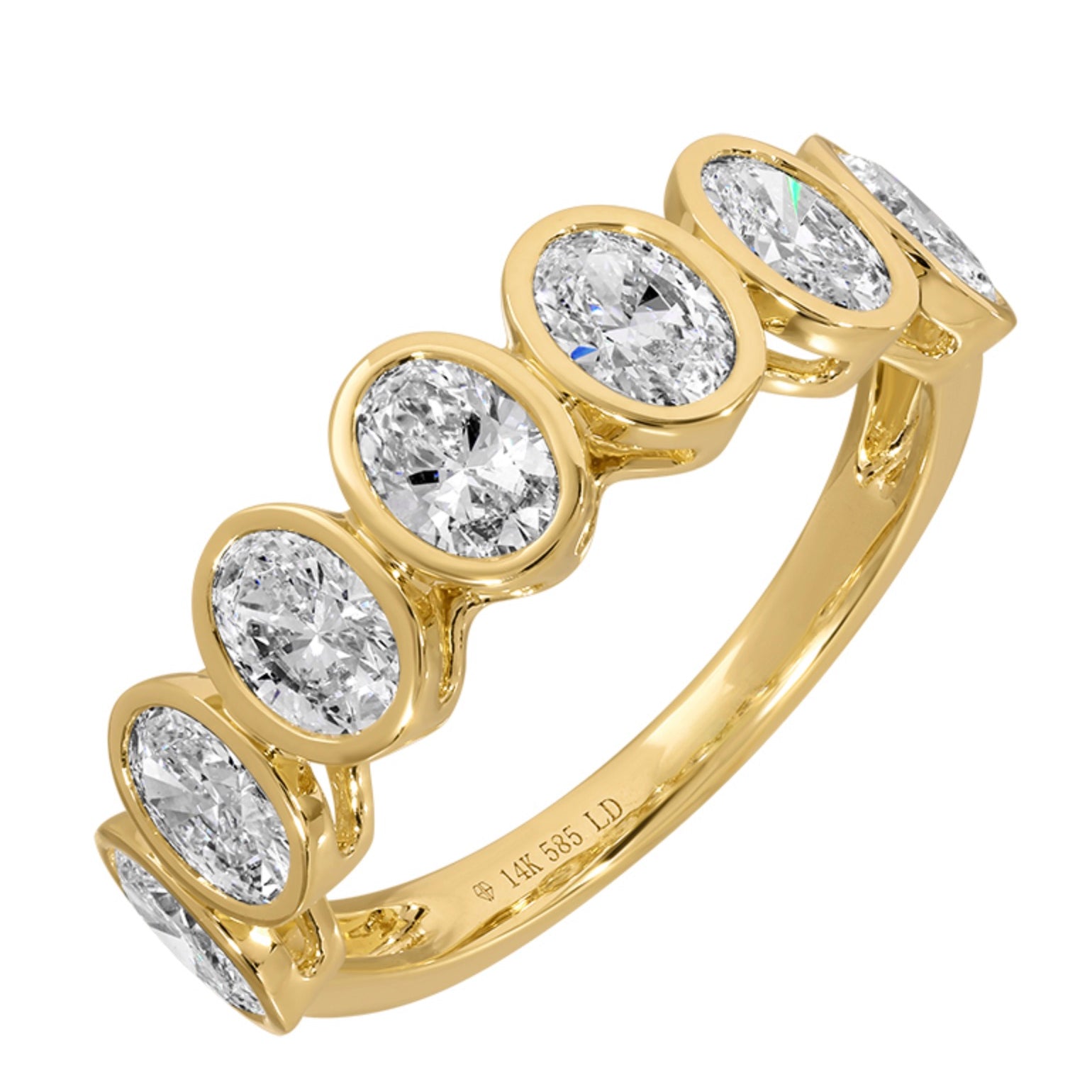 14k Yellow Gold Lab Oval Half Eternity Band