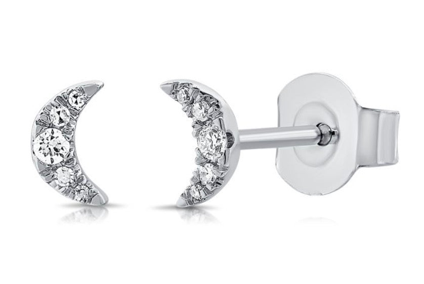 .06CT DIAMOND MOON STUD EARRINGS