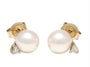 Yellow Gold Stud Pearl Earrings