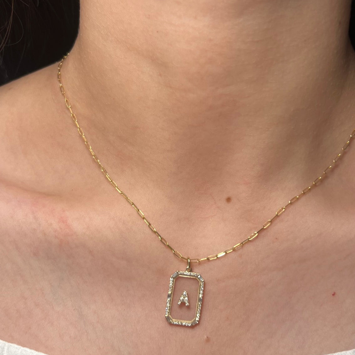 14k Yellow Gold Sapphire Crystal Initial Charm