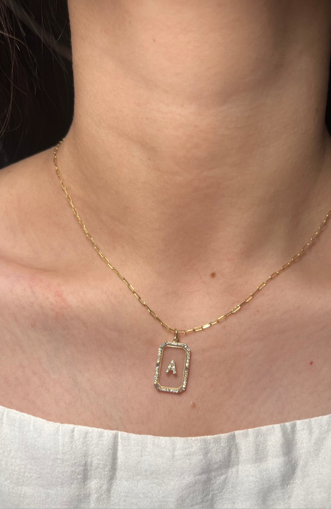 14k Yellow Gold Sapphire Crystal Initial Charm