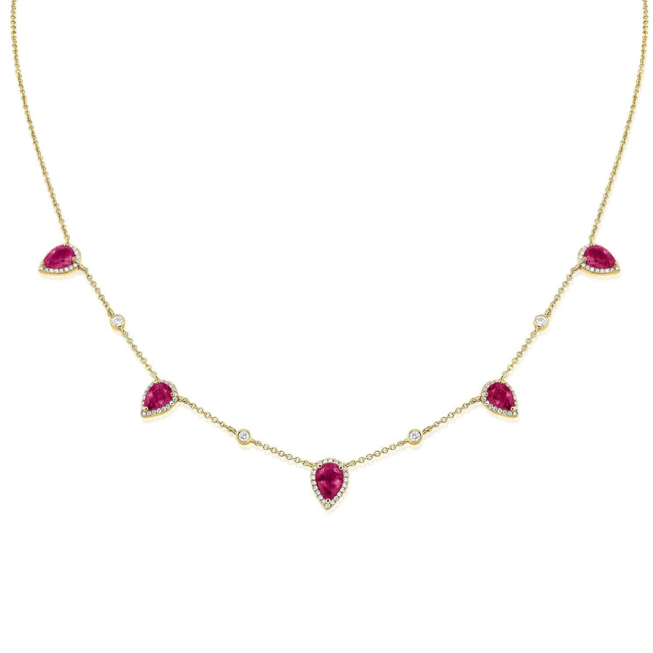 Pink Sapphire Diamond Station Necklace
