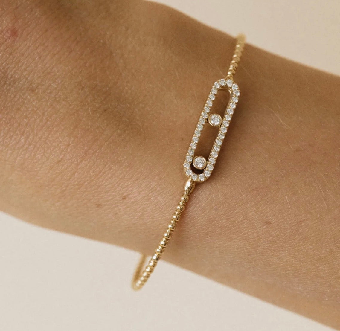 Bezeled Sliding Diamond Flexible Bangle