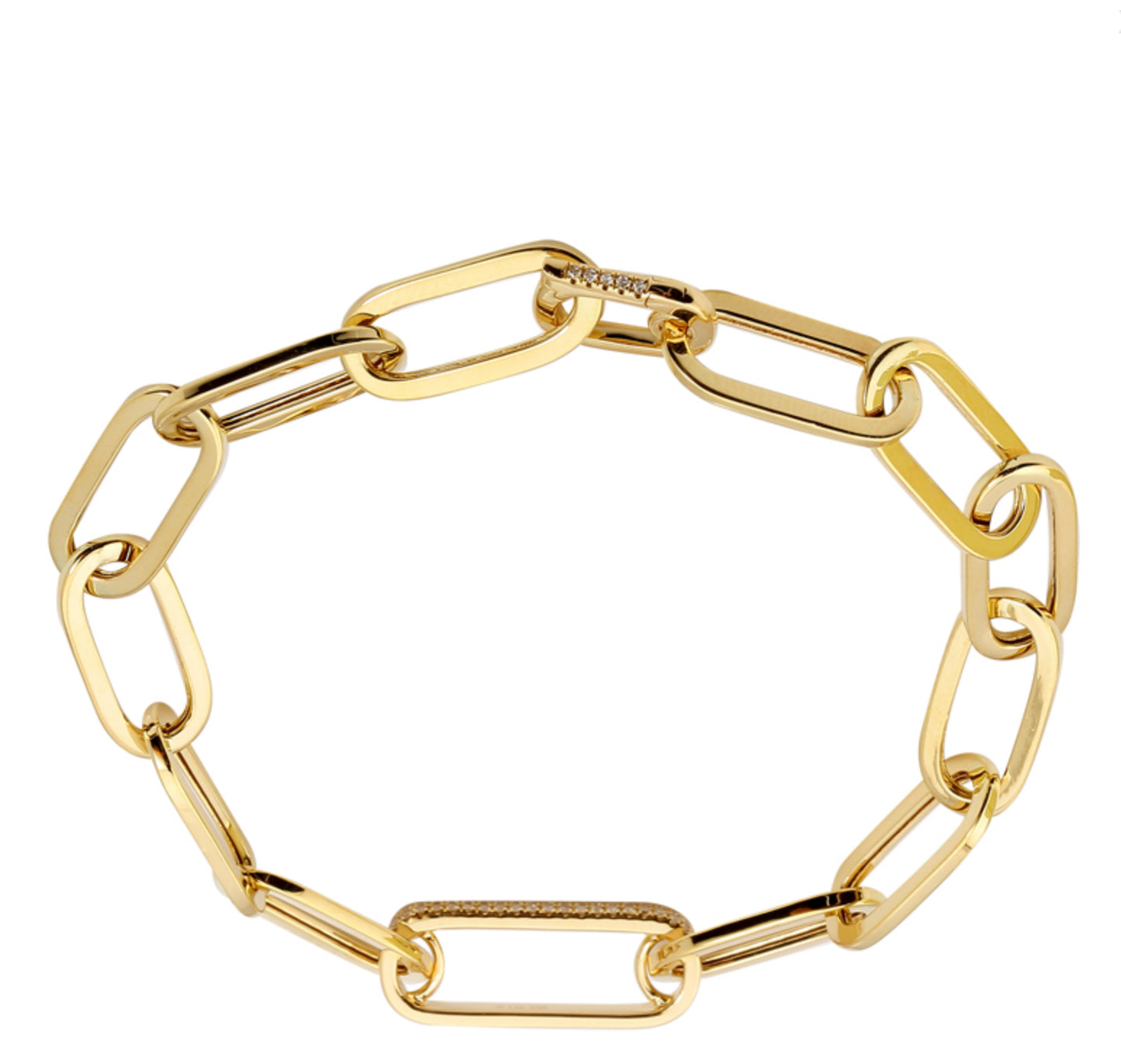 14k Yellow Gold Diamond Paper Link Bracelet