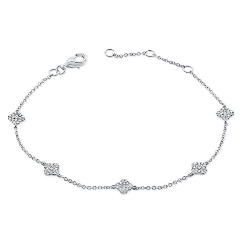 .25CT DIAMOND PAVE CLOVER CHAIN BRACELET