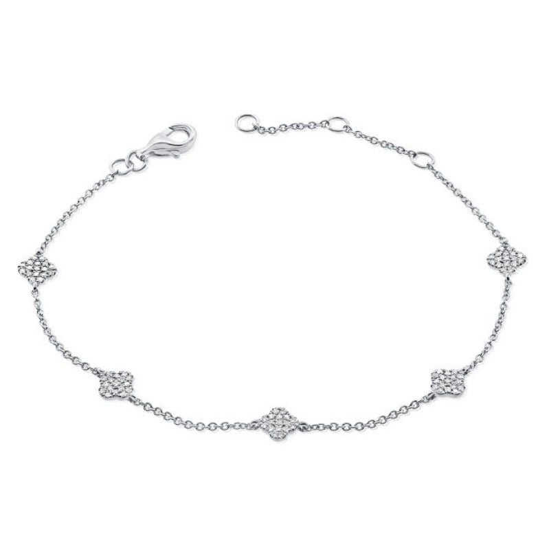 .25CT DIAMOND PAVE CLOVER CHAIN BRACELET