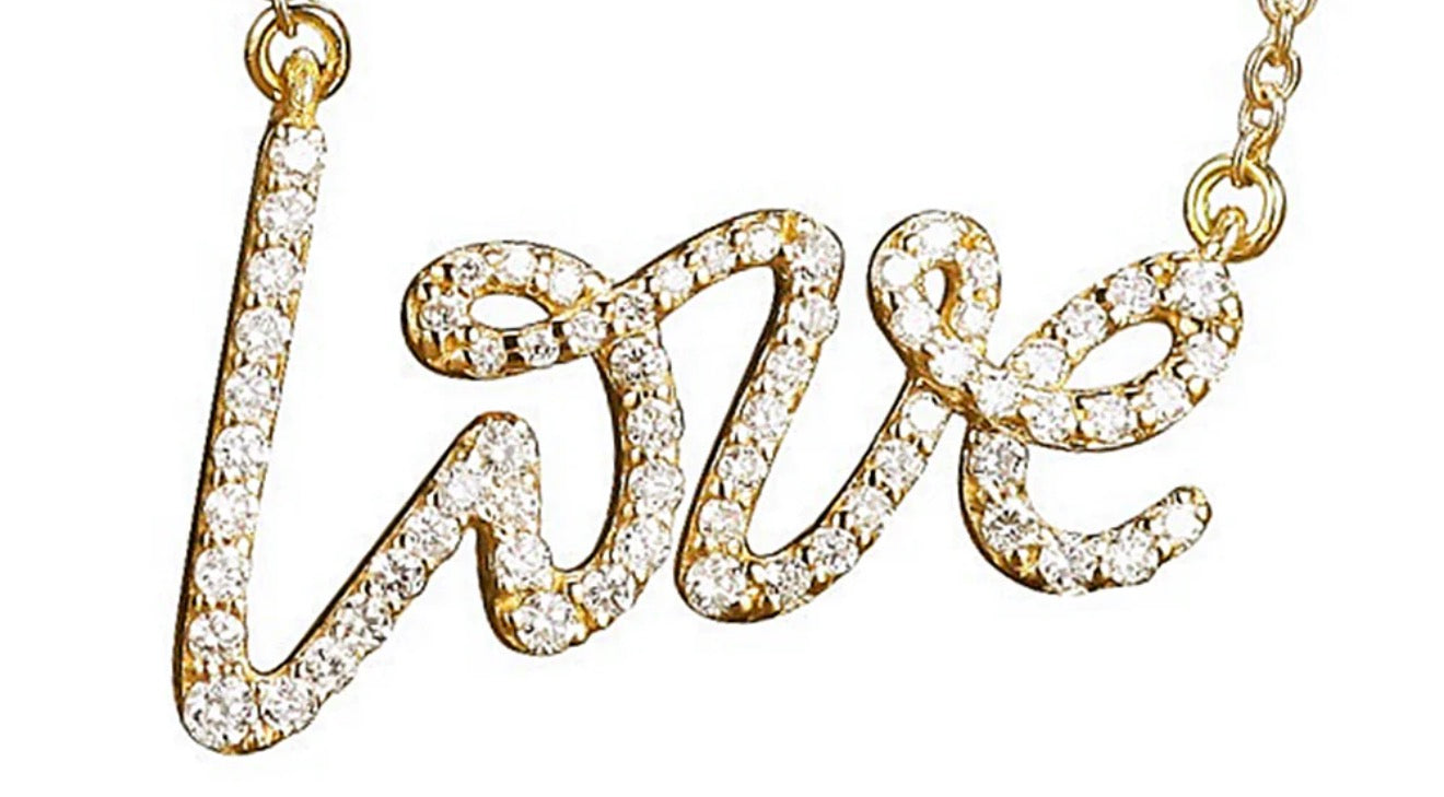 Diamond Love Script Charm