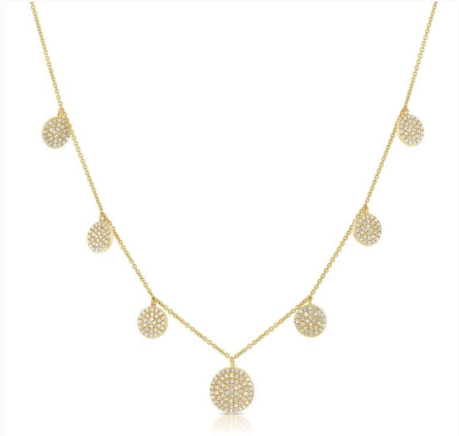 .68CT DIAMOND PAVE DISC STATION NECKLACE