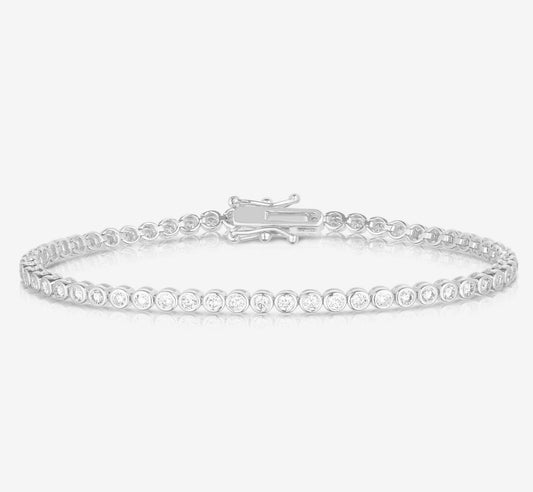 14K White Gold Bezel Tennis Bracelet