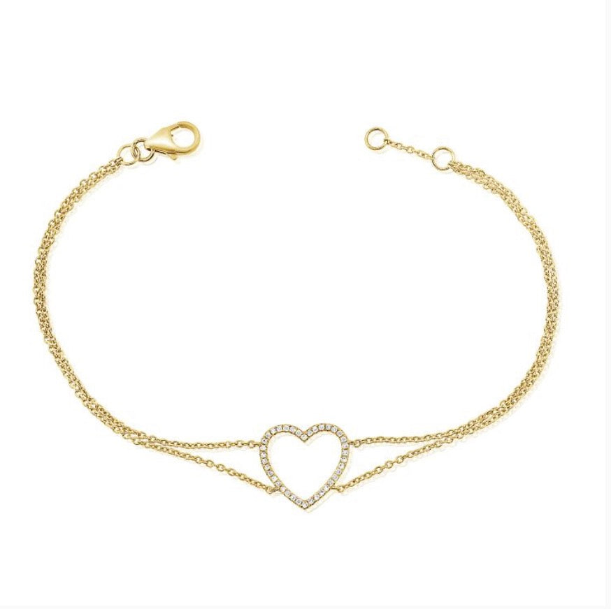 .13CT DIAMOND HEART DOUBLE CHAIN BRACELET