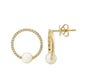 14k Yellow Gold, Diamond and Pearl Circle Earring