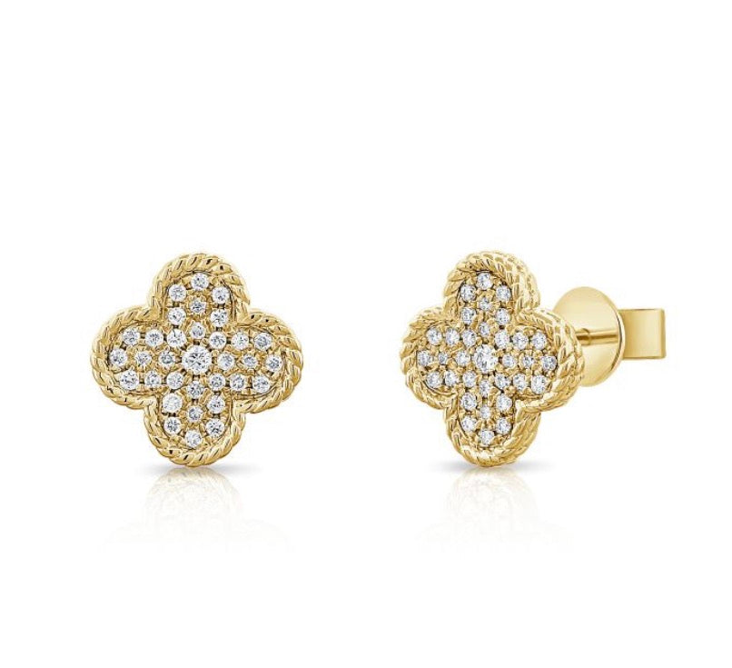 .19CT DIAMOND CLOVER STUD EARRINGS