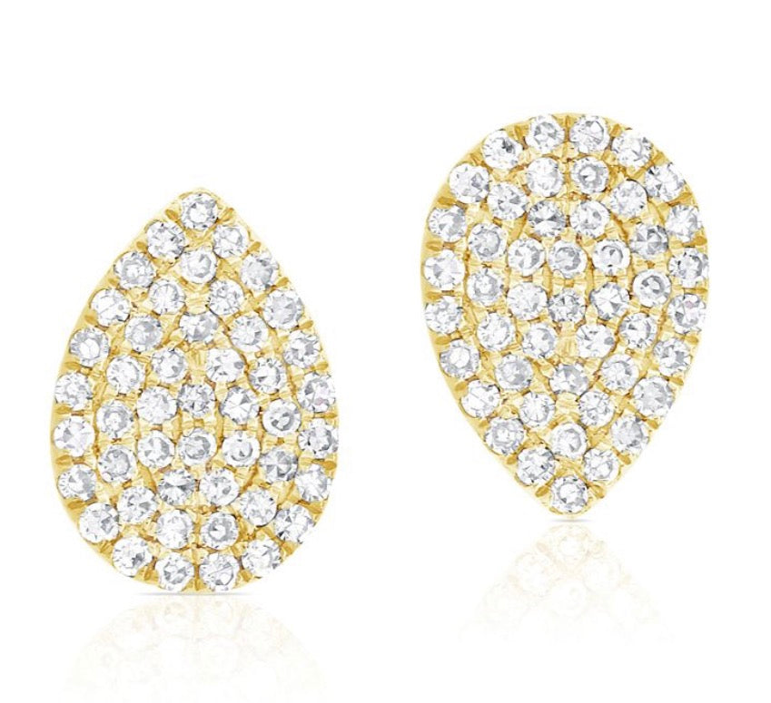.23CT DIAMOND PAVE PEAR STUD EARRINGS