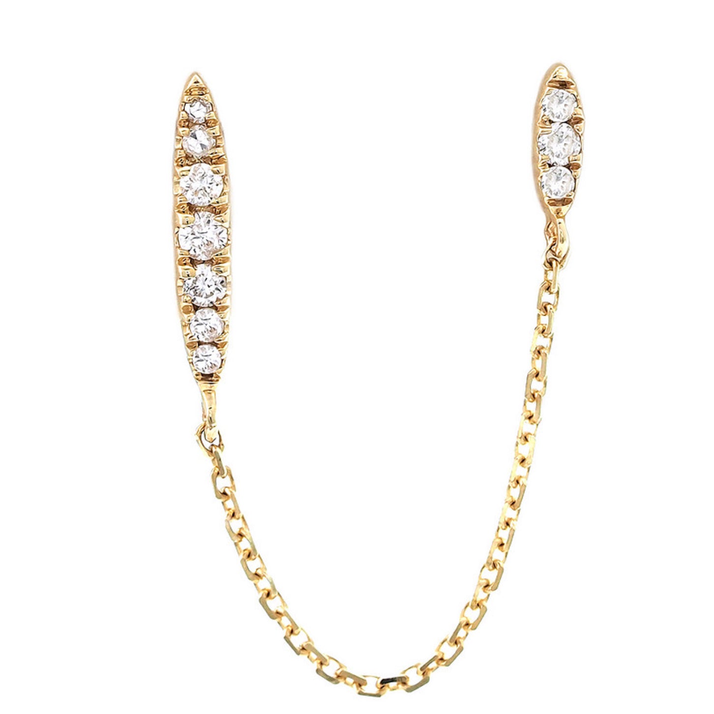 Yellow Gold Fashion Single Micro Pave Diamond Earring