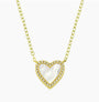 Yellow Gold Plated Small Pave Outline Stone Heart Necklace