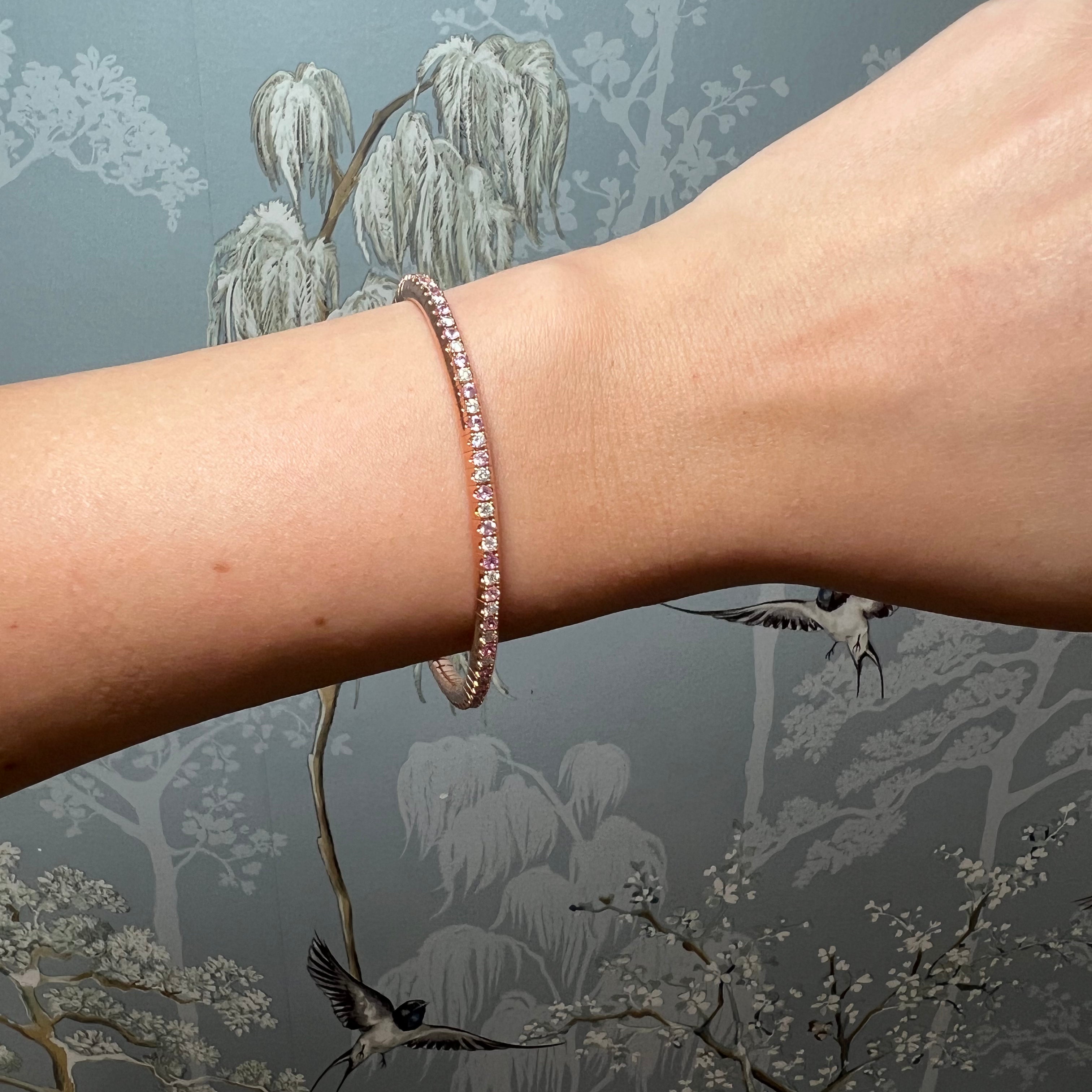 Pink Sapphire and Diamond Flexi Bangle