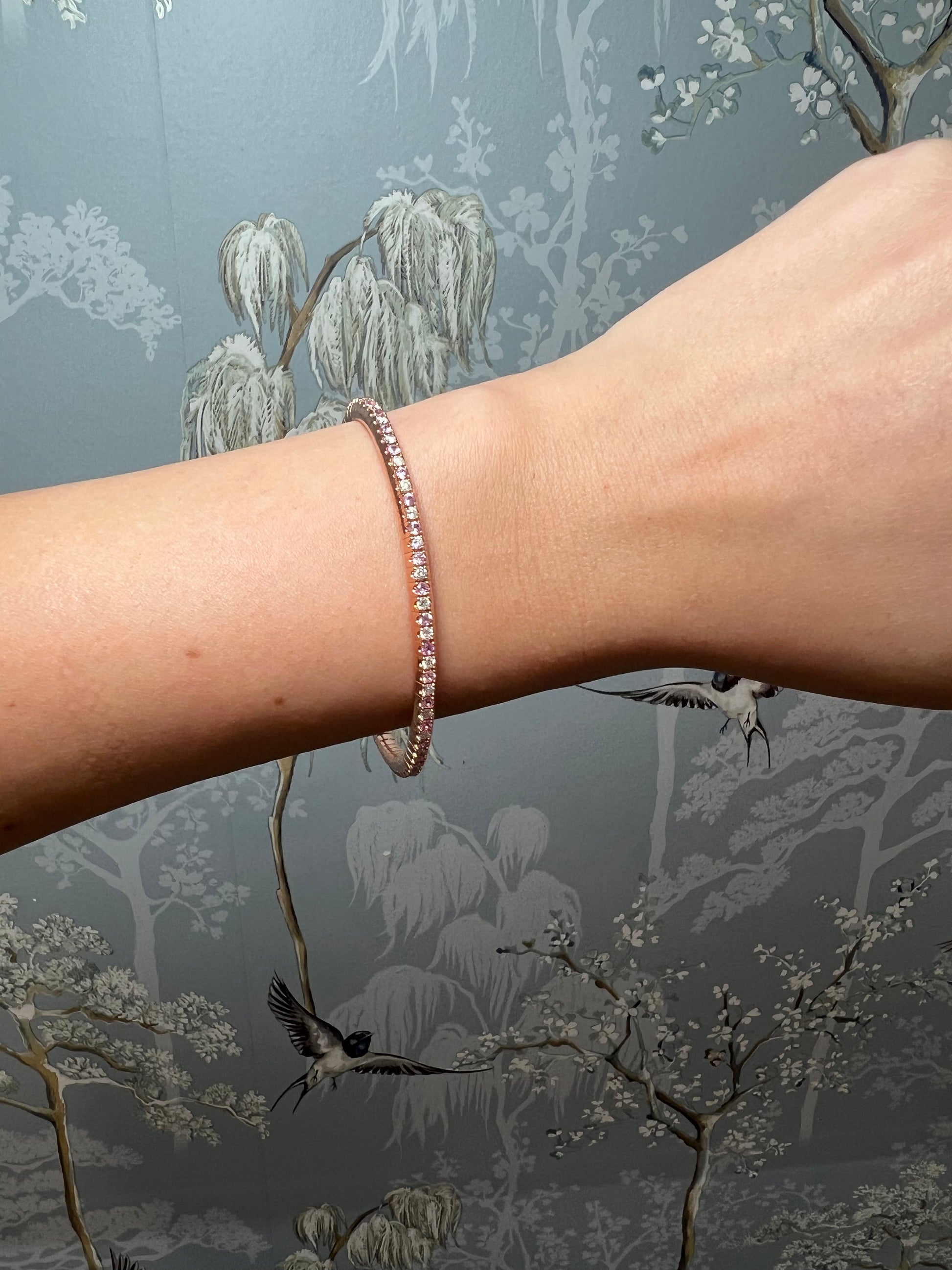 Pink Sapphire and Diamond Flexi Bangle