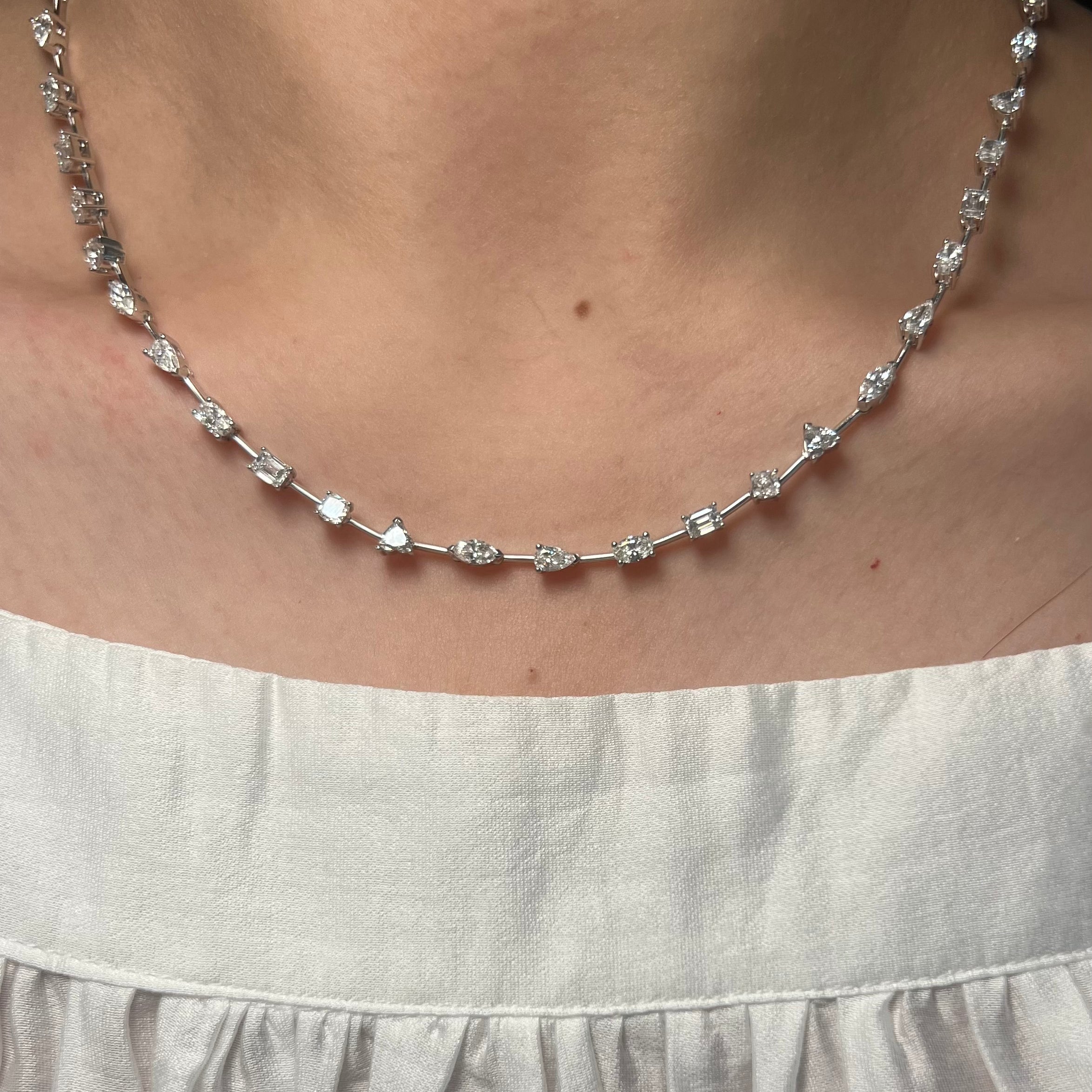 Lab Diamond Multi Shape Tennis Necklace