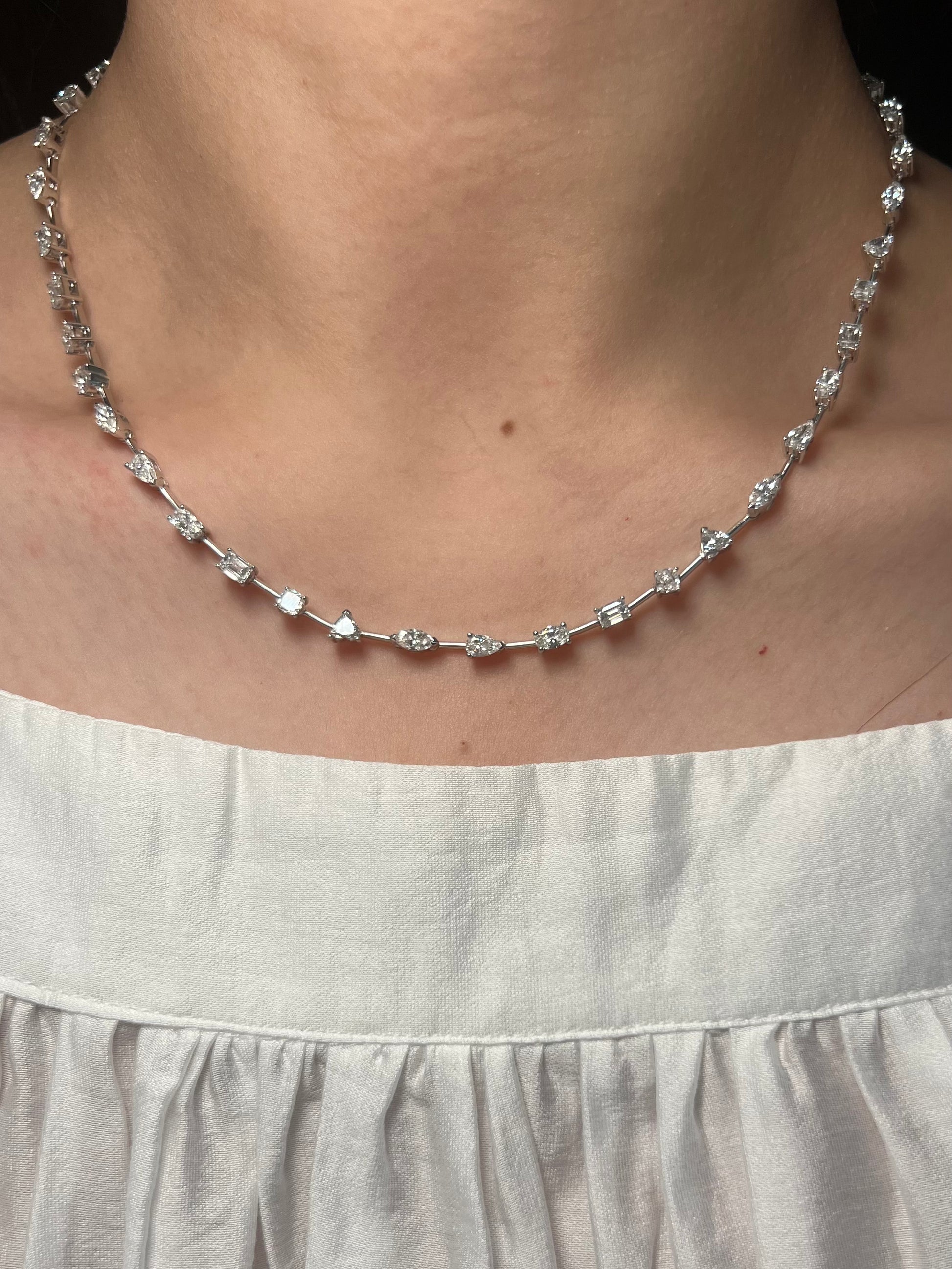 Lab Diamond Multi Shape Tennis Necklace