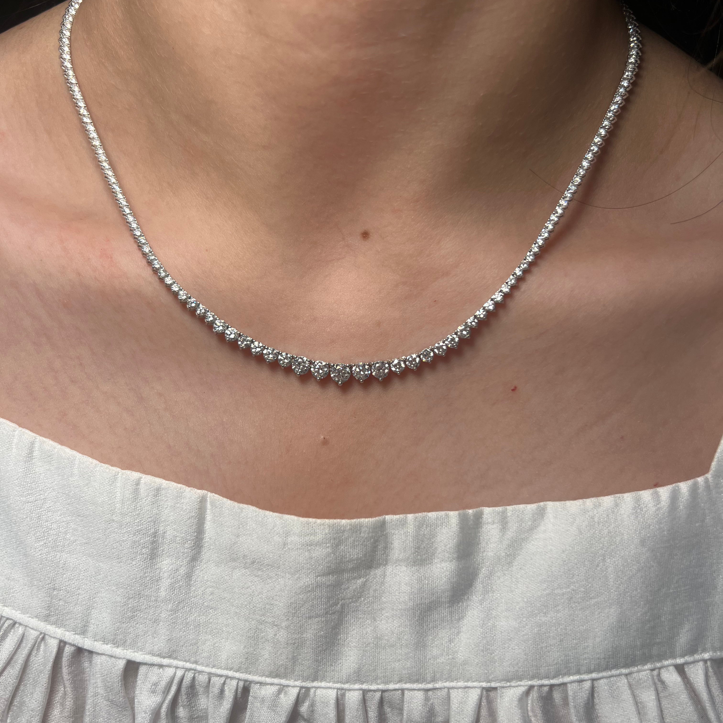 Lab Diamond Graduated Tennis Necklace