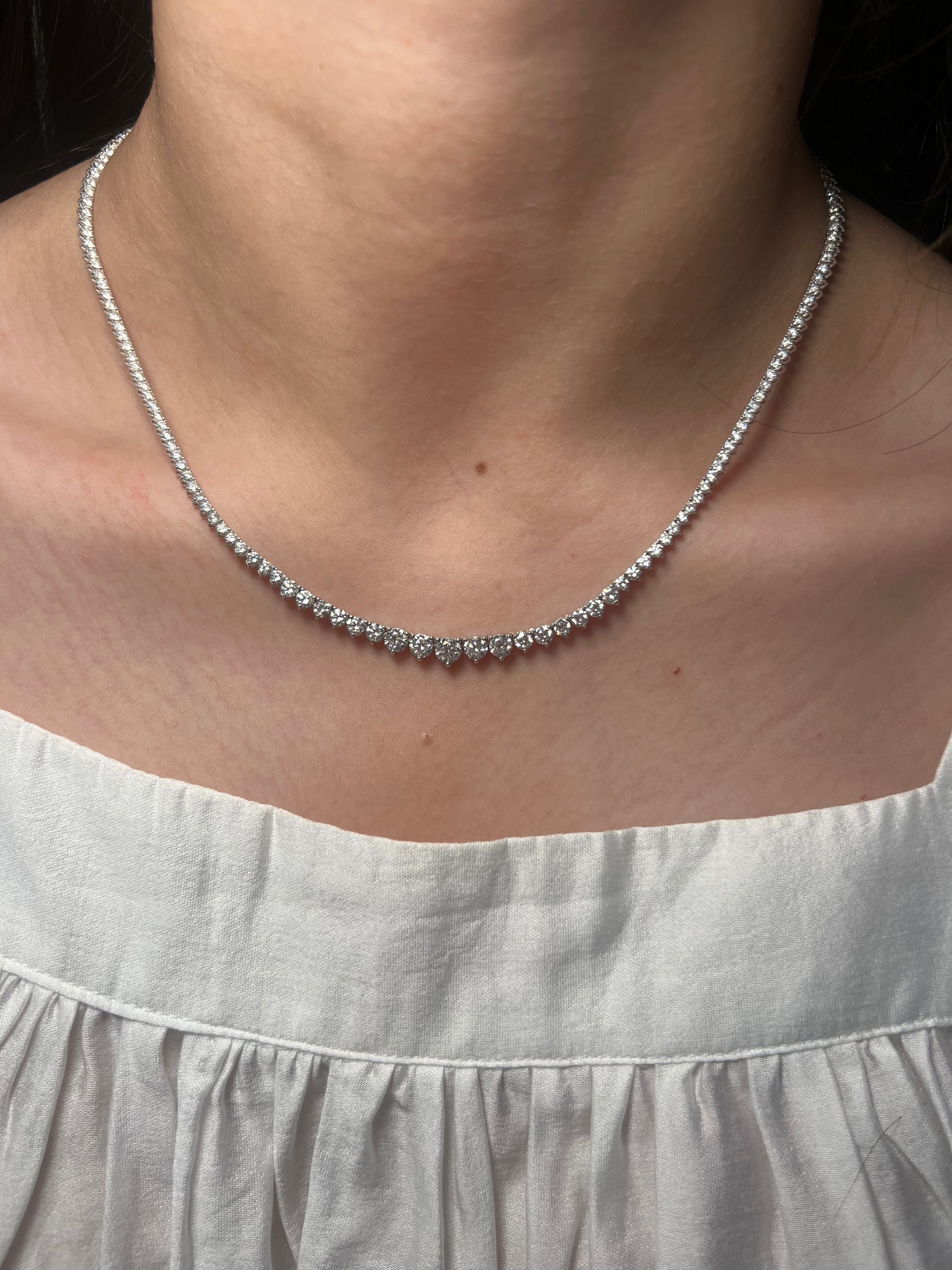 Lab Diamond Graduated Tennis Necklace