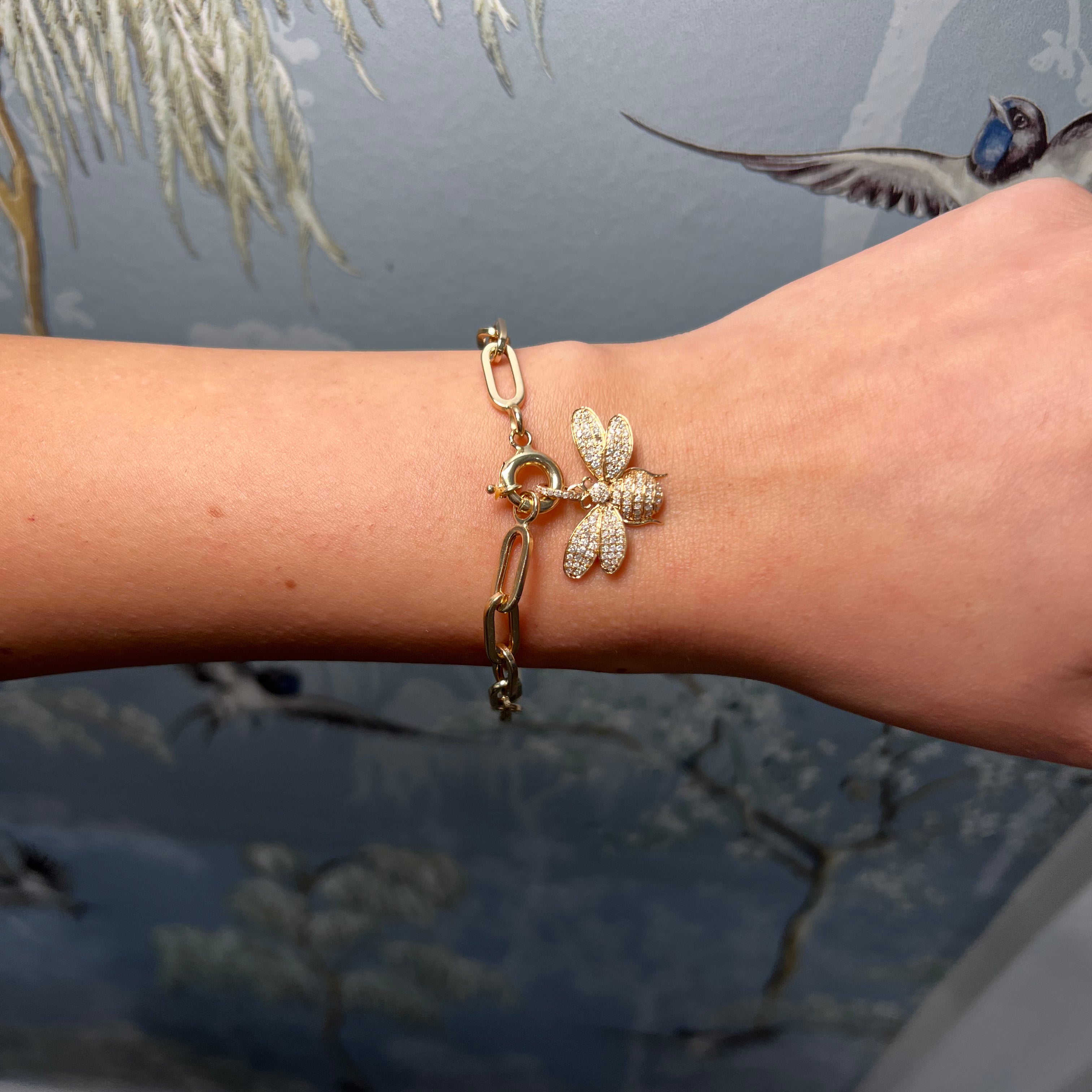 14k Yellow Gold Bracelet with Charm Loop