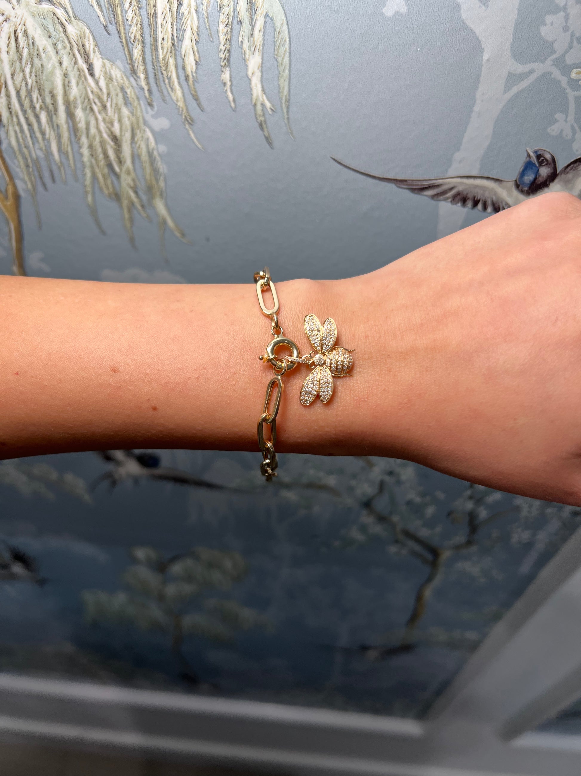14k Yellow Gold Bracelet with Charm Loop