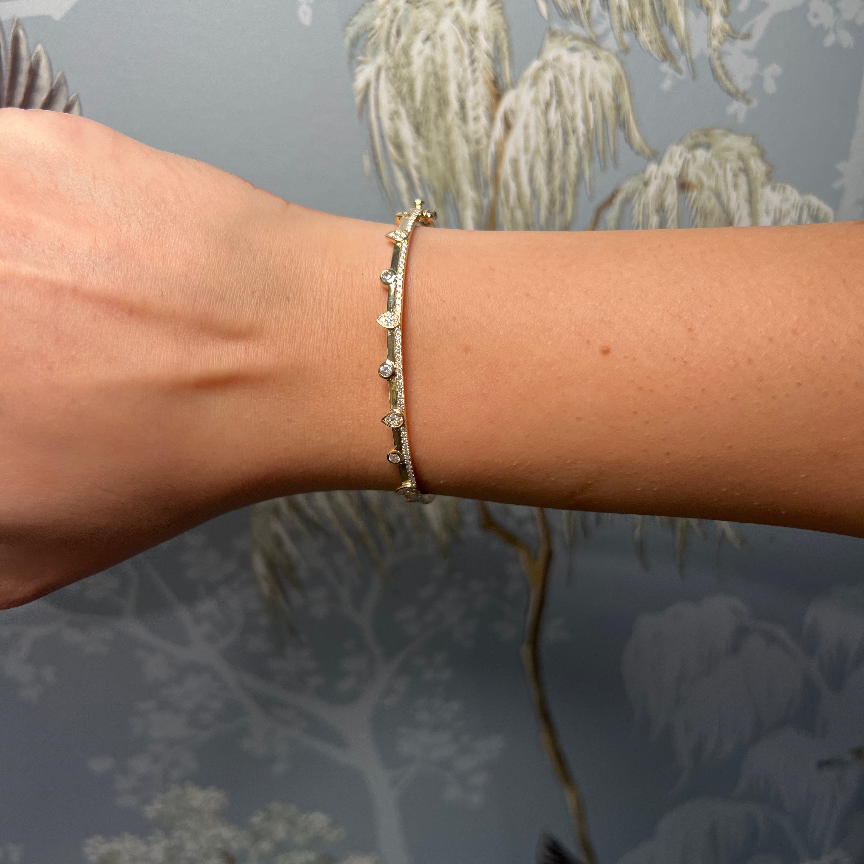 14K Yellow Gold Diamond Bangle
