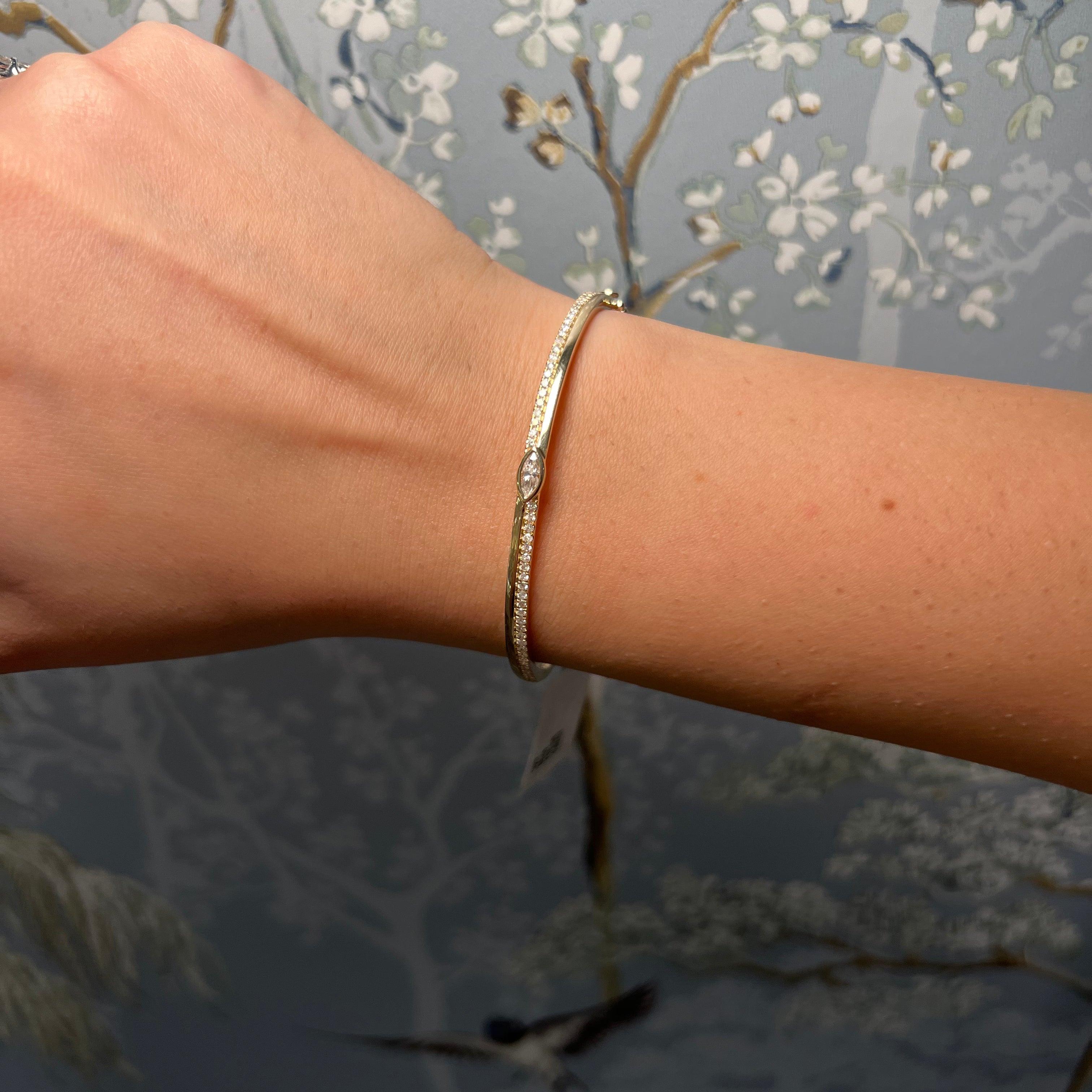 14K Yellow Gold and Diamond Bangle