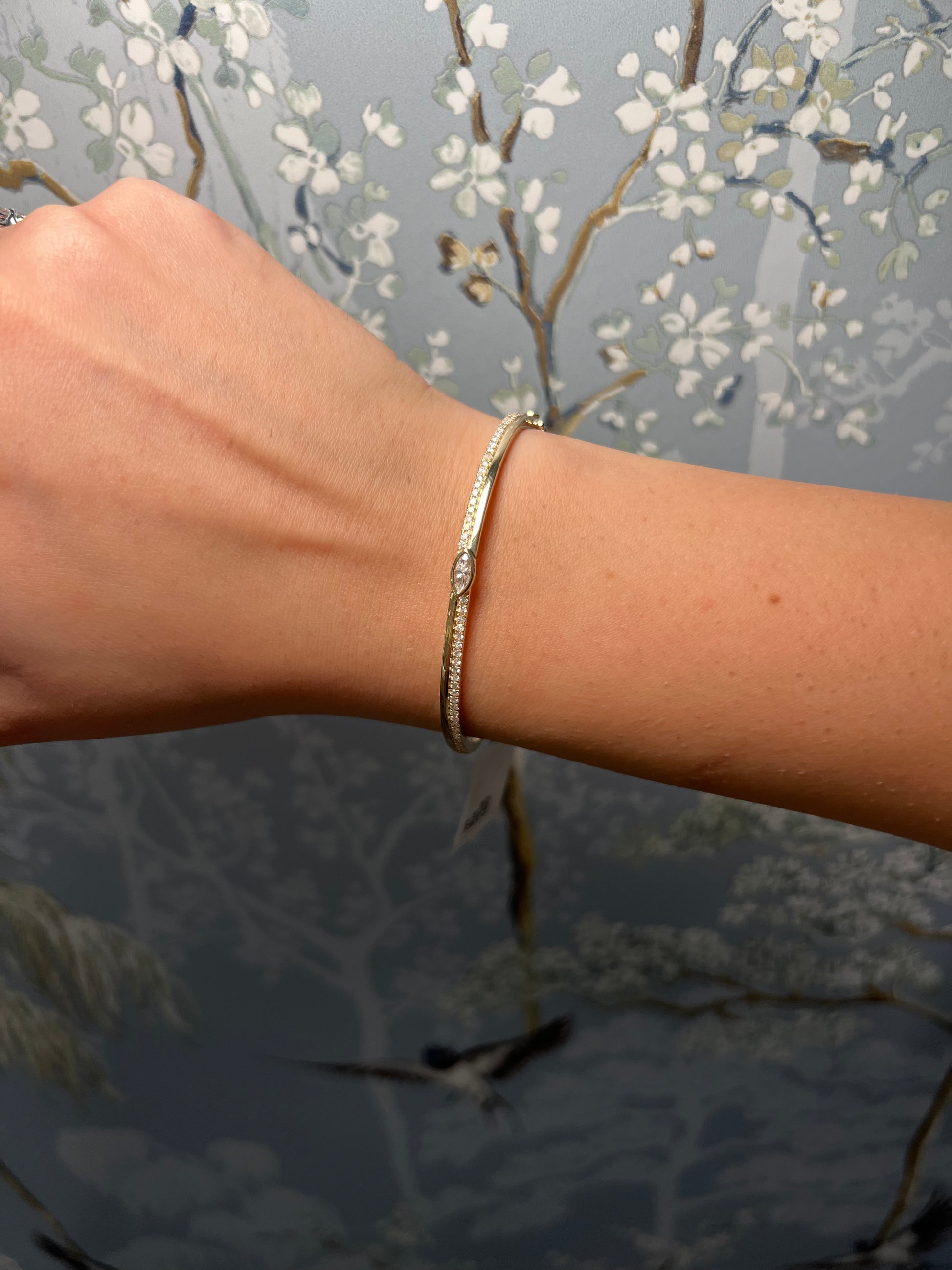 14K Yellow Gold and Diamond Bangle