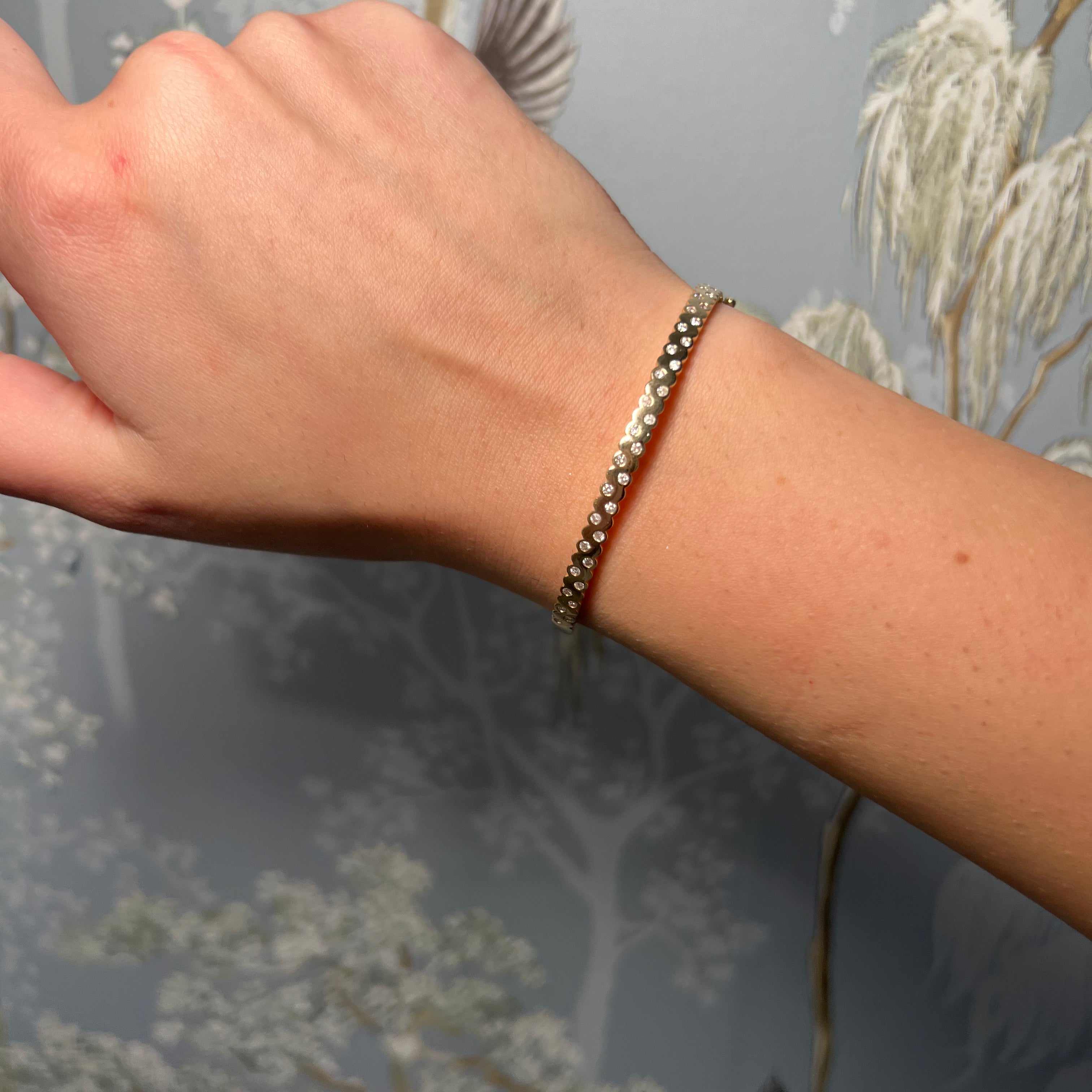 14K Yellow Gold and Diamond Bangle