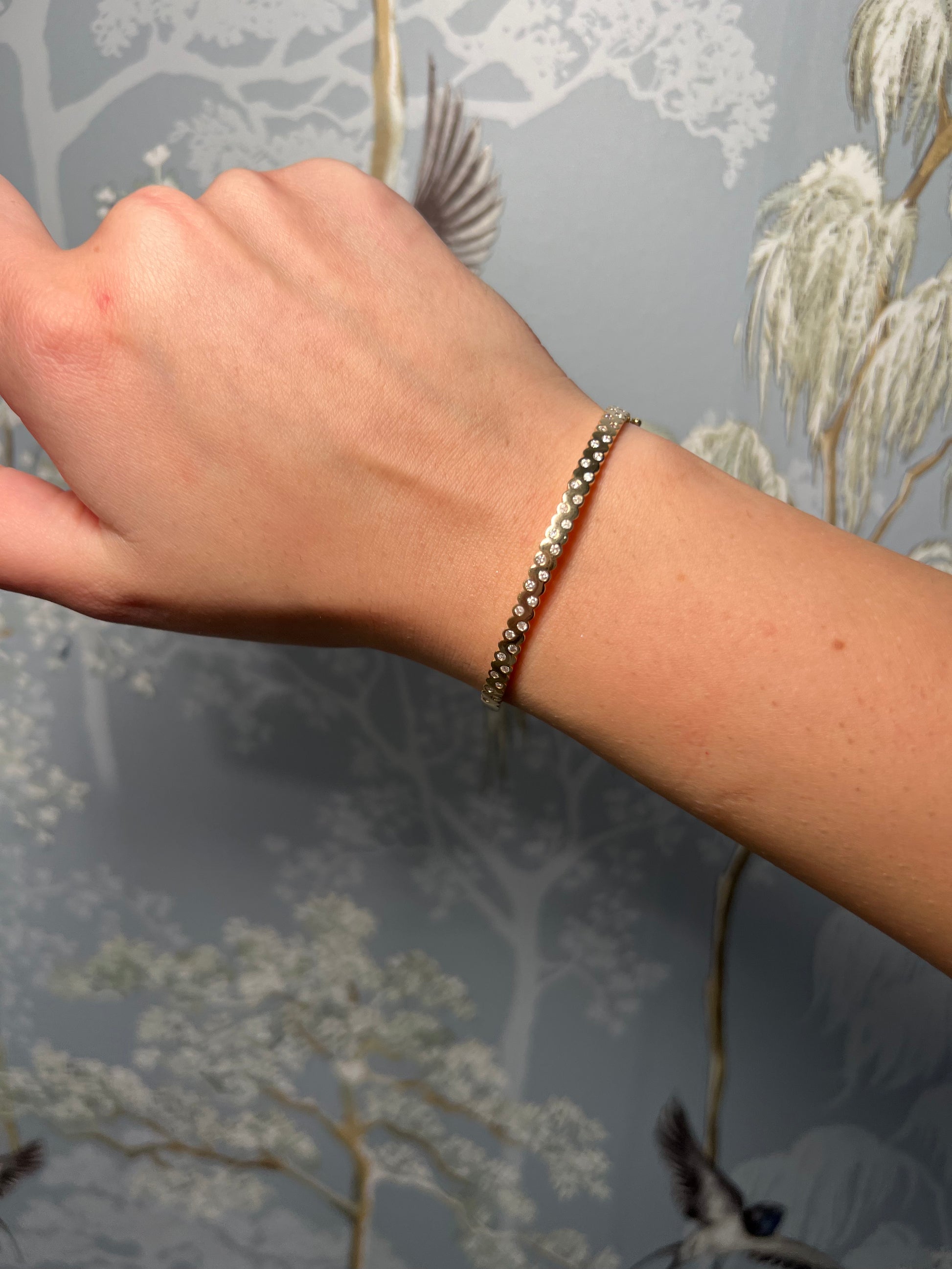 14K Yellow Gold and Diamond Bangle