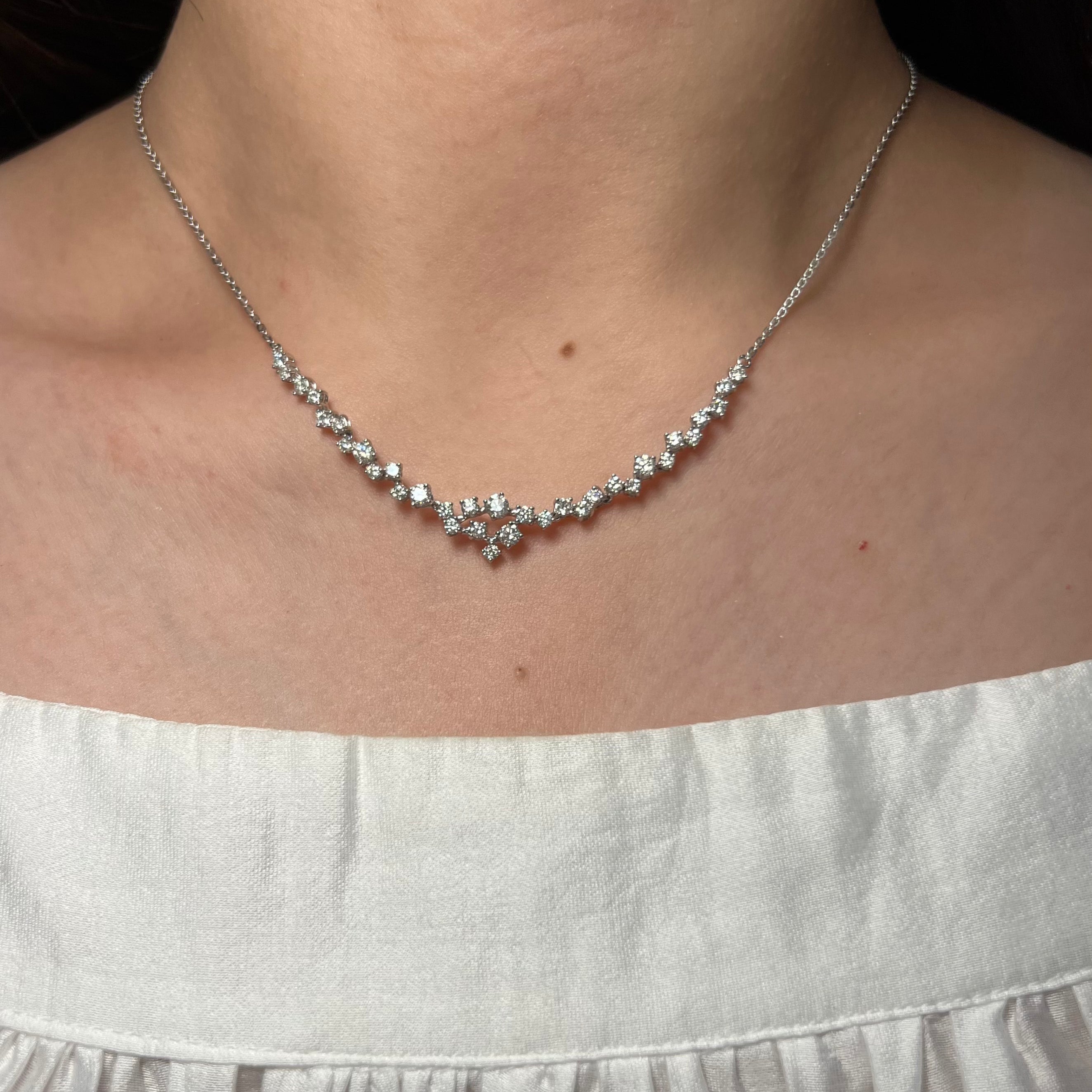 Scattered Diamond Clustered Necklace