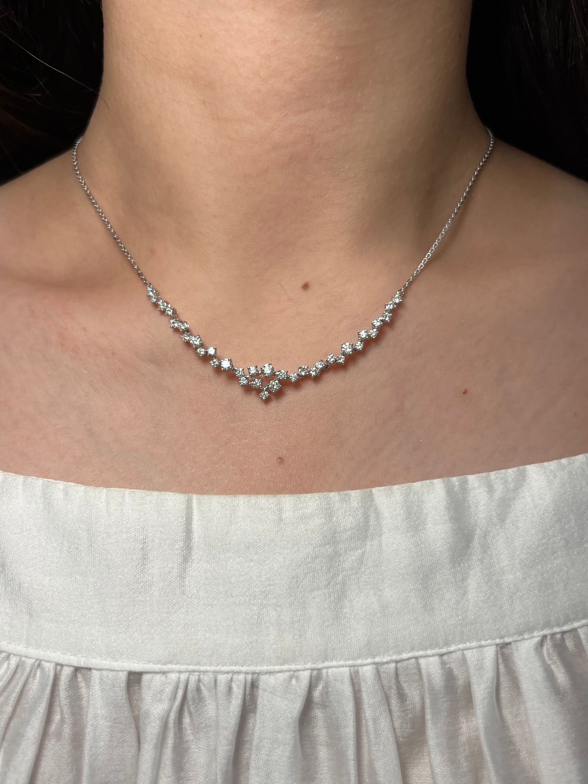 Scattered Diamond Clustered Necklace