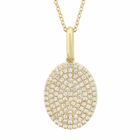 14k Yellow Gold Diamond Oval Necklace