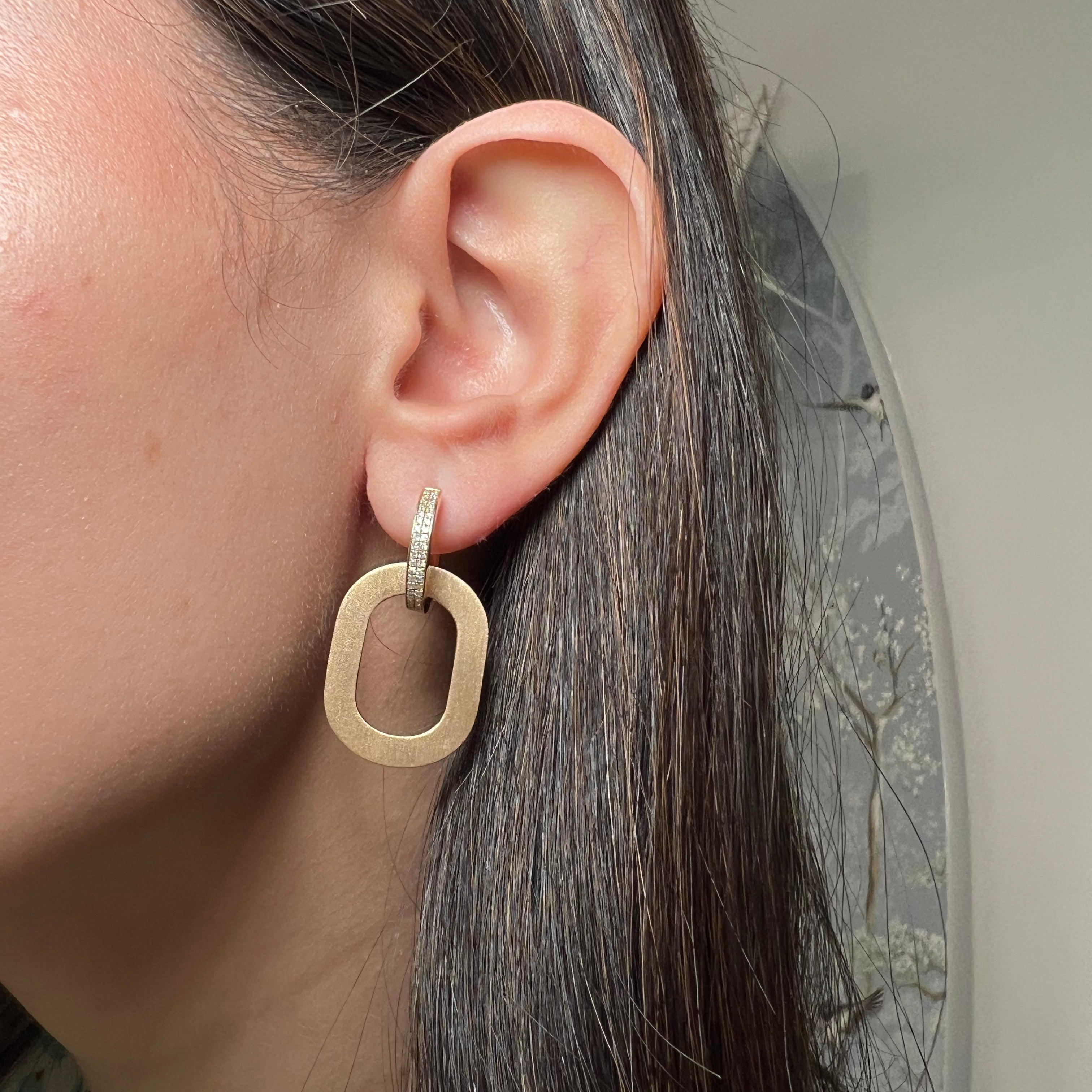 Yellow Brushed Gold Drop Earrings