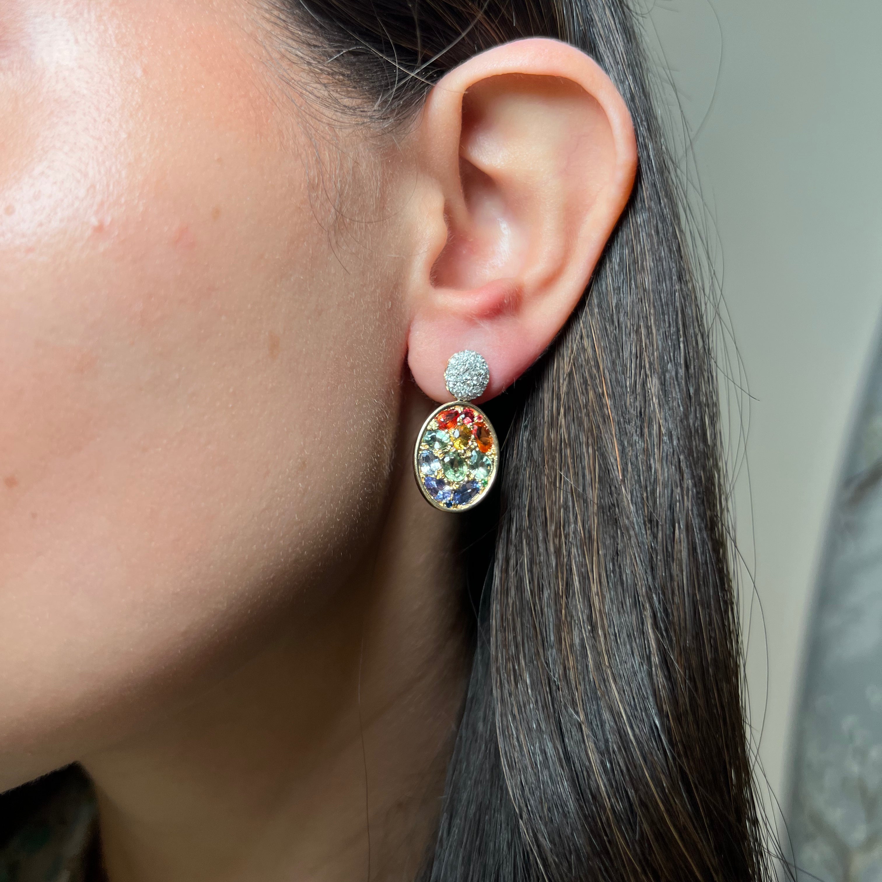 Multi Sapphire Drop Earrings