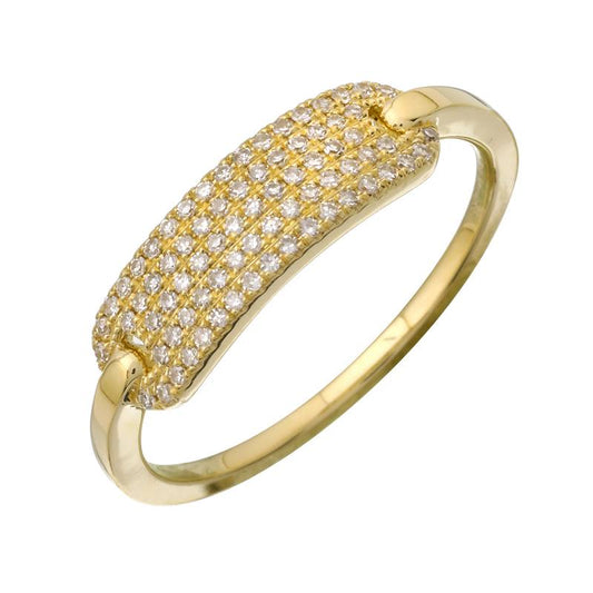 14k Yellow Gold Diamond ID Tag Ring