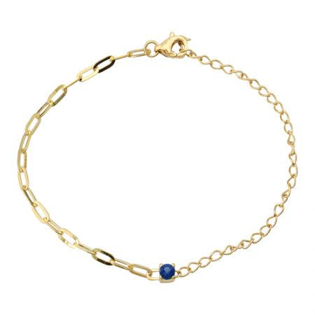 14k Yellow Gold Mixed Chain Sapphire Bracelet