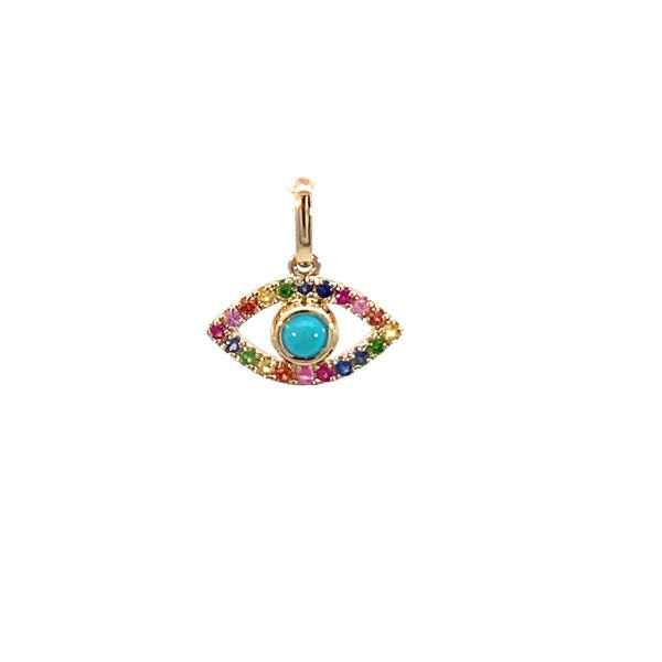 Yellow Gold Evil Eye Rainbow Charm