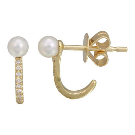 14k Yellow Gold Pearl Stud Earrings