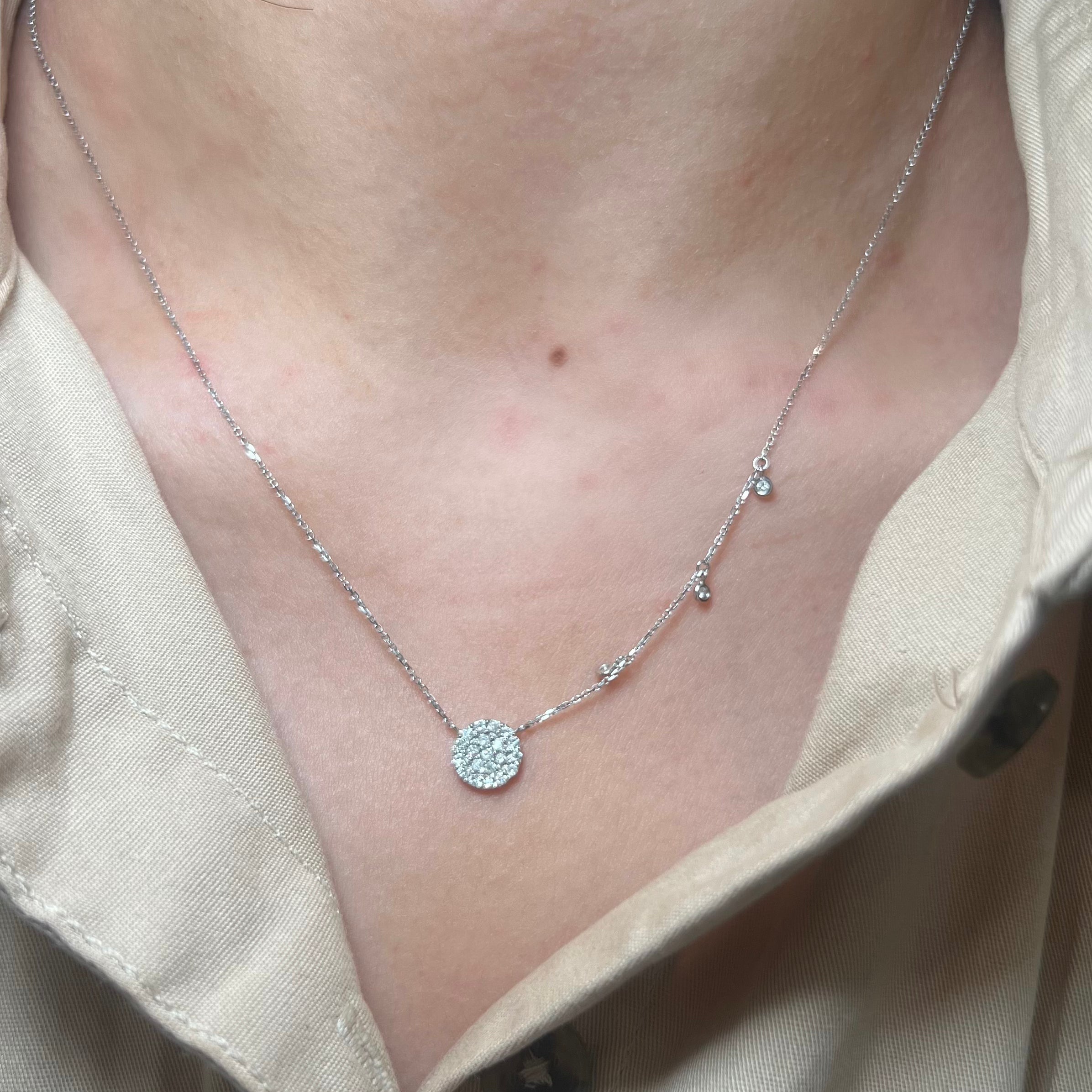 14k White Gold Circle with Pave Diamonds