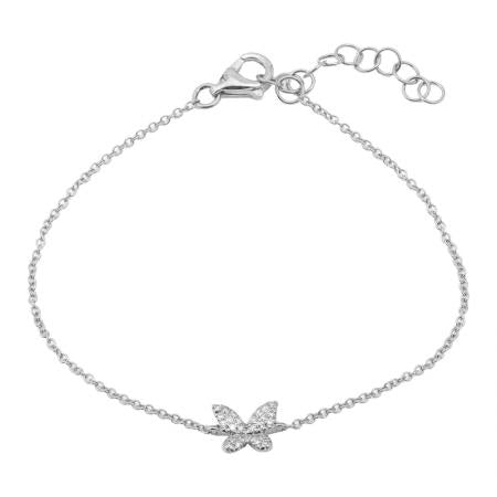 14k White Gold Butterfly Diamond Bracelet