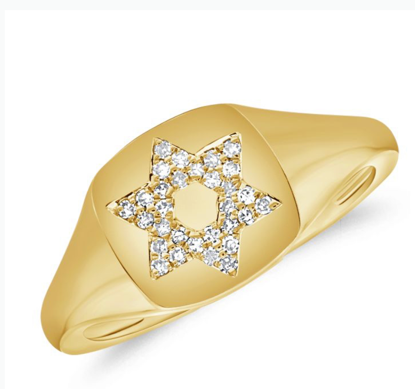 .07 ct Diamond Star of David Pinky Ring